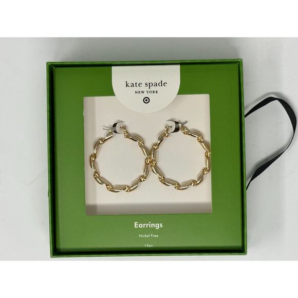 Kate Spade new york x Metal Ribbon Hoop Earrings - New - Picture 1 of 4